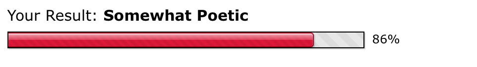 your result: somewhat poetic 86%